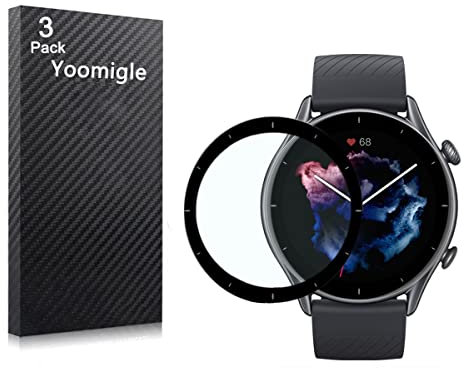 Yoomigle 3 Pack Compatible with Amazfit GTR3 Screen Protector Film for Amazfit GTR 3 Smart Watch Screen Protectors Foils 3D Full Coverage Screen Cover Crystal Clear Anti-Scratch