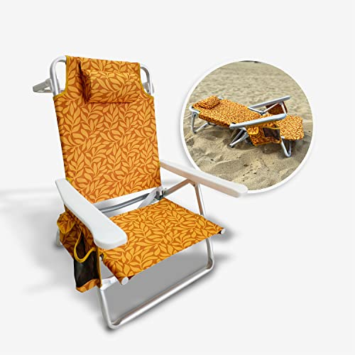 Bliss Hammocks BBC-352-AL Strandstuhl, faltbar, 5 Liegepositionen, abnehmbare Kühltasche, Bernsteinblatt, Aluminium