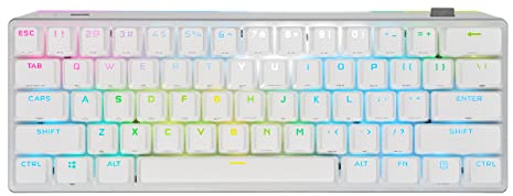 Corsair K70 PRO Mini Wireless RGB 60% Mechanical Gaming Keyboard - Fastest Sub-1ms Wireless, Swappable Cherry MX Brown Keyswitches, Aluminum Frame, PBT Double-Shot Keycaps - NA Layout, QWERTY - White