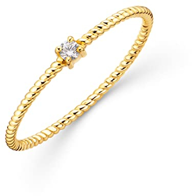 OROVI Damen Goldschmuck, Gold Ring mit Diamant 0.04 ct, Solitärring Verlobungsring, 9 Karat (375) Gelbgold
