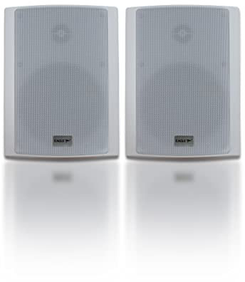 Eagle 30W 5.25 100v Line or 8 Ohm Outdoor White Speaker (Pair). Outdoor, Waterproof, Low Impedance, IP54 Rated, Speakers