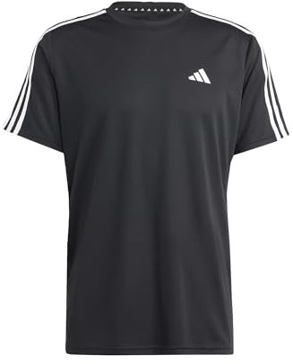 adidas Men's Train Essentials 3-Stripes Training Tee, Black/White, S
