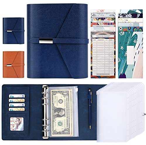 A6-Ordner mit Budget-Umschlag, 12 Budget-Zettel, Dokumententasche mit transparenten Taschen mit Reißverschluss, Budget-Terminplaner, Budget-Zettel (braun)