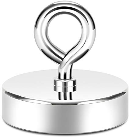 Neosmuk Angelmagnet, 227 kg + Zugstarke CNC-gefräste Metallbasis mit leistungsstarkem Magnet, 6,3 cm großer Magnet für Entferner, super starker Magnet mit Griff
