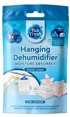 Dehumidifier for Home Damp Kitchen Wardrobe Office Caravan Garage Bathroom Basement Air Purifier (Hanging Fresh Linen Scent 220g, 24 Pack)