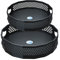 2 Pack Lazy Susan Turntable Cupboard Organiser, Rotating Spice Rack Plastic Condiment Holder for Kitchen Cabinet Countertop Storage(Black)