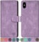SUANPOT for iPhone XS Max 6.5 case with [Credit Card Holder][RFID Blocking],PU Leather Flip Book Protective Cover Women Men for Apple XS Max Phone case Lilac Purple