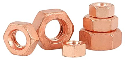 Kupfermutter-Schraubkappe, rote Kupfer-Sechskantmutter, M6 (5 Stück), Einheitsgröße