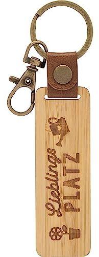 GRUSS & CO Schlüsselanhänger Holz Motiv Lieblingsplatz | Anhänger aus Bambus mit Gravur Lieblingsplatz, inkl. Karabiner | 48341