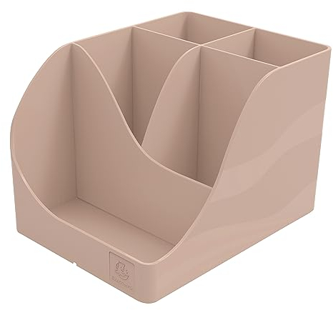 Exacompta - Réf. 69531D - 1 Pot à crayons Pen Wave Skandi Nude - 5 compartiments - 4 compartiments hauts pour les grands ustensibles et 1 compartiment bas pour les petits ustensiles