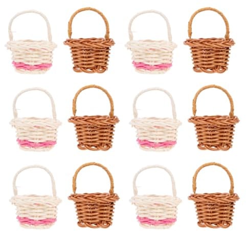 HOMSFOU 12 Stück Kleine Geflochtene Körbe Mini Rattan Körbchen Für Süßigkeiten Kleine Geschenkkörbe Und Partygeschenkhalter Für Hochzeiten Braut- Und Babypartys Jubiläen Basteln