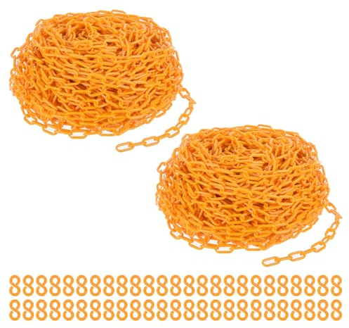PATIKIL 120m Absperrkette Kunststoff mit 50 Kettenglieder Warnkette Plastikkette Sicherheitskette Plastik Dekorationskette von Flächen stabil für Absperrung, Gelb