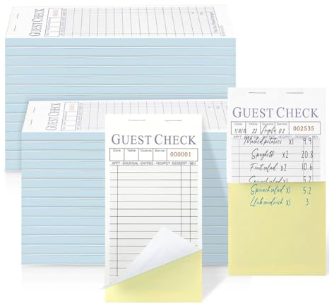 FYOBOT 50Er-Pack GäSteschecks für Kellner, 2-Teilig, Selbstdurchschreibend, Kellner-Notizblock, Essensbestellungskarten für Bar, Café, Restaurant, Insgesamt 2500 D