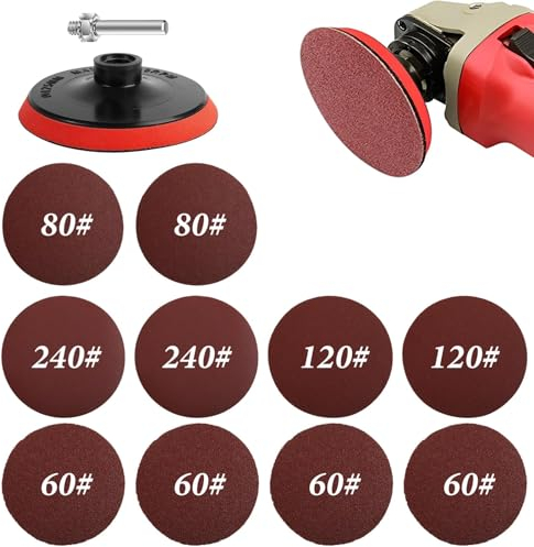 Exenterschleifpapier 5Zoll klett Schleifscheiben Pad-Kit für Bohrerschleifaufsatz Schleifscheiben für Bohrer Ohne Loch Klettverschluss 60/80/120/240 Körnungen sortiert für Exzenterschleifer, 12 Stück