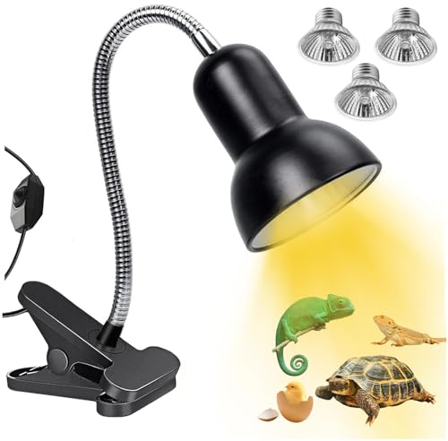 TOGETDREAM Lampe Chauffante Tortue avec 3 Ampoules UVA UVB 25W 50W Lampe Chauffante Reptiles Lampe Terrarium avec Pince Pivotante à 360 ° adapté pour Tortue, Serpent, Lézard, Cacatoès, Caméléon