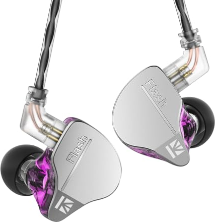 keephifi Kbear IEM Flash 1BA+1DD Kopfhörer HiFi in Ear Monitor, In-Ear Monitor mit CNC-Deckel, dynamischer Treiber 10 mm, abnehmbares Kabel(Violett, kein Mikro)