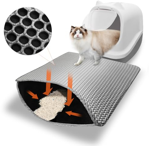 Phantasy Katzenklo Matte 30 * 45 CM, Grau Katzenstreu Unterleger Waben Design Vorleger wasserdichte Doppelte Schichte Entwurf Bienenwabe Matte, Katzentoilette Matte