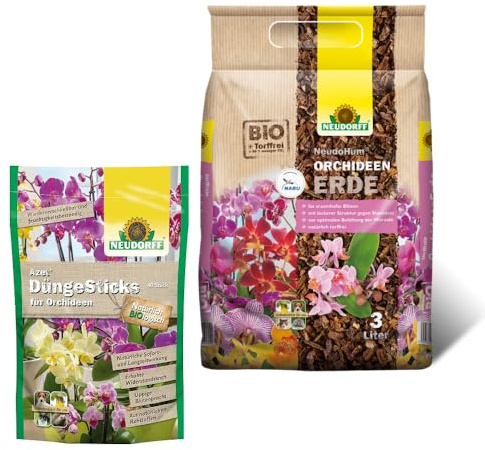 Neudorff NeudoHum OrchideenErde + Azet Düngesticks für für Orchideen - 40 Sticks