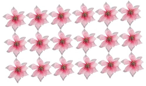 Cabilock 36 Pièces Fleur De Noël Accessoires De Bijoux Fleur De Poinsettia Artificielle Ornements De Poinsettia De Noël Fleurs Décoratives De Rose Poudre d'or Sapin De Plastique