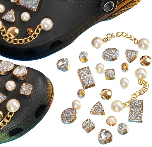 Heveer Schuhanhänger für Frauen 14 Stück Bling Diamant Pearl Schuhdekoration Anhänger Schuhzubehör Schuhschmuck Charms für Party Geschenk