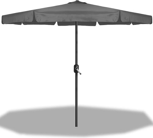 SPRINGOS Ombrellone 400 cm con manovella, ombrellone doppio XXL, per balcone, ombrellone grande da giardino, ombrellone ovale, pieghevole, ombrellone grigio, impermeabile, in acciaio