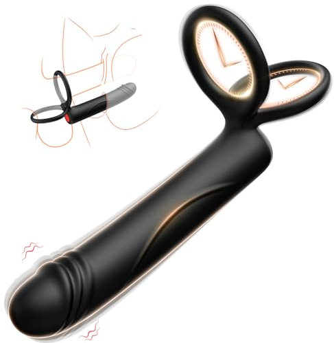 Aoonice Anal Dildo Vibrator Adult Sex Toys with Cock Ring, 10 Vibrating Double Penetration Penis Butt Plug, Male Prostate Massager, Sex Toyscouples for Couples Women Extended Wand Bullet Vibrater
