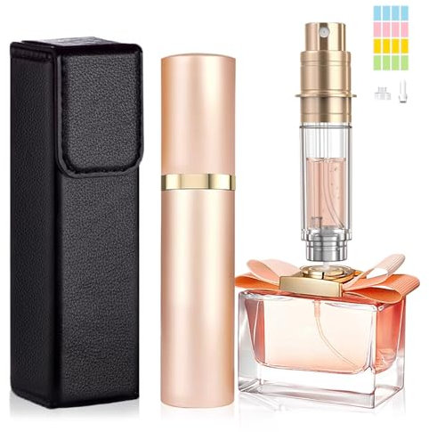 JOOMOKO Parfümzerstäuber Nachfüllbar, 5ml Parfüm Abfüller, Parfum Flakon Leer Reise Parfümzerstäuber, Parfum Zerstäuber für Unterwegs, Mini Zerstäuber Parfüm Parfümflaschen Leer für Reise(Roségold)