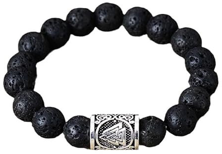 QKDWXLPH Edelstein Armband,Armbänder Aus Natürlichen Perlen Aus Schwarzem Lavastein, Elastische Kristallarmbänder, Reiki-Energieschutz, Diffusor-Schmuck Für Männer Und Frauen