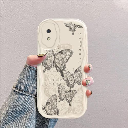hdqICase Hülle Kompatibel mit Samsung Galaxy A10 Weiß | Schmetterling Welle Silikon Weich
