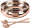 Copper Salad Bowl and Serving Utensils - Hammered Detailing - Stainless Steel Mixing Bowls with Lids- Luxurious Serving Bowls (12 Rose Gold Hammered Salad Bowl)