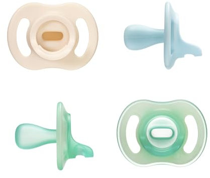 Tommee Tippee Ciuccio Ultra-light Giorno e Notte, 0-6 Mesi, Confezione da 4, Succhietto Ortodontico, Design Monopezzo in Silicone, 2 Succhietti, Si Illumina al Buio