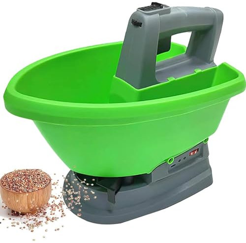 Kabelloser Saatgutstreuer, 3 l tragbarer elektrischer Düngerstreuer, eingebauter 2000-mAh-Akku, Salzstreuer mit 5 Gängen, einstellbarer Streuung, 7 Geschwindigkeiten, für Bauernhof, Zuchtbetrieb