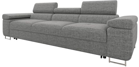Mirjan24 Sofa mit Schlaffunktion Torezio III Bis, Dreisitzer Polstersofa mit Einstellbare Kopfstützen, Füße aus Metall Chrom, Sofagarnitur, Couchgarnitur (Lux 05)