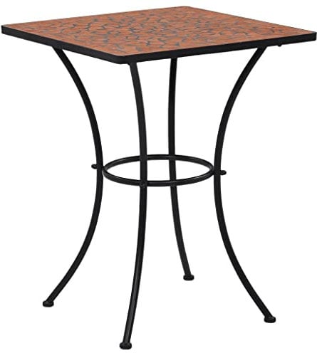 Rlxzsn Balkontisch Esstisch Kaffeetisch Quadratischer Teetisch Bistrotisch Mosaik-Tisch Gartenmöbel für Mahlzeiten Unter Freiem Himmel Stilvolle und Moderne Design Terracotta-Rot 60x60x76 cm