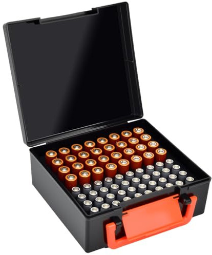 Batteriebox Batterie Aufbewahrungsbox Organizer Tasche für AA AAA Batterien, 72 Batterien Aufbewahrung Behälter für Heimorganisation (Batterien Nicht Enthalten) - Schwarz