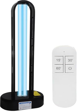 UV-Lichtlampe mit Ozongeneration,Desinfektionslampe,38W UVC Keimtötende Lampe Fernbedienung Timer Tischlampe UV-Sterilisator Desinfektion Sterilisator Antibakterielle Rate 99% ﻿ ﻿ (Black)