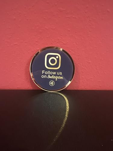 Instagram Social Media NFC- Aufkleber, Rund, mit Goldener Schrift, inkl. Prorgammierung