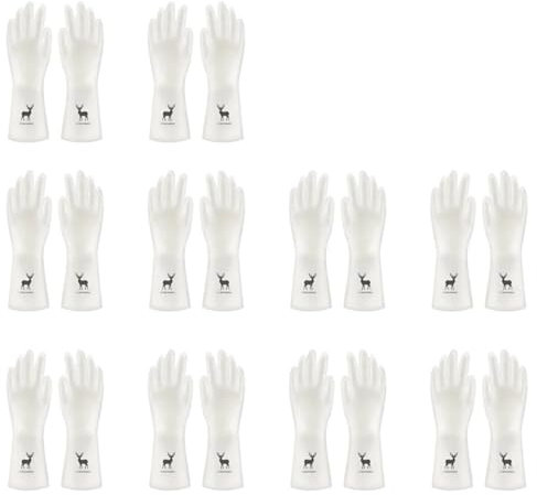 JCXIOC Cleaning Gloves 10 Pairs Of Pvc Cleaning Gloves Waterproof Wear-resistant Non-slip Latex Material Housework Laundry Washing Dishes Kitchen for Cleaning(Deer x10,78 * 92cm)