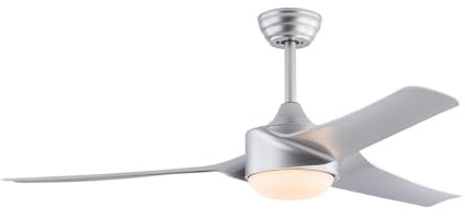 TIFLKibt 52 inch Ceiling Fans with Lights Remote Control Silver Flush Mount Ceiling Fan for Bedroom Living Room and Patio