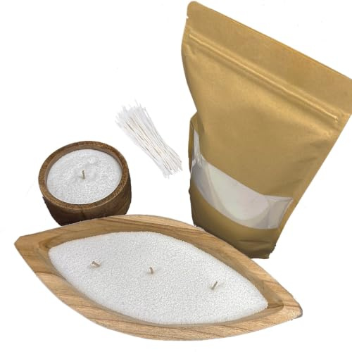 WonderWax® Pflanzlicher Kerzensand 500g mit 10 Dochten a 5 cm | Farbe: Weiß | Kerzenwachs, Pflanzliches Wachs, Perlenwachs, Wachsgranulat, Kerzen selber Machen, Pearled Candle, DIY Kerzen