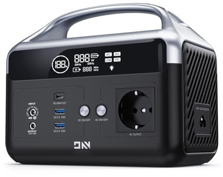 Stazione di alimentazione portatile, 300 W, batteria LiFePO4 179,2 W, 5 porte di uscita, ricarica solare e CA