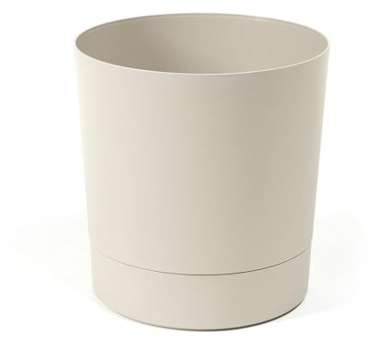 LAMELA Bac À Plantes avec Soucoupe Intégrée, Largeur 22,5 cm – 7L – Pot De Fleur Beige pour Intérieur & Extérieur – Résistant Aux Intempéries & Facile À Entretenir