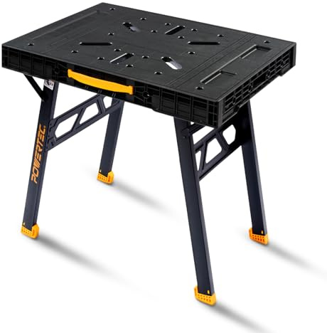 POWERTEC Portable Folding Worktable – Heavy-Duty Workbench with 33.5 x 24 Surface, 1650 lbs Load Capacity – Compact, Foldable Table for Woodworking, DIY, Garage & Jobsite Use (UT1014)