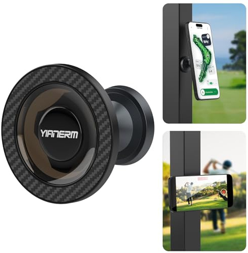 Yianerm Support téléphone voiturette de Golf,Porte-téléphonie magnétique pour Chariot de Golf,Support magnétique pour Salle de Sport,Compatible avec Smartphones (Noir)