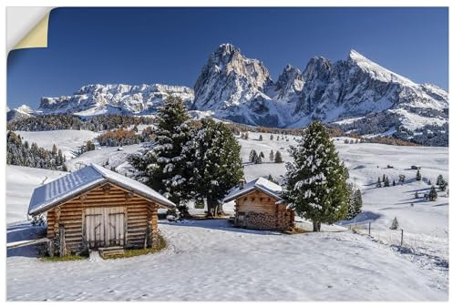 ARTLAND Wanddeko Wandtattoo selbstklebende Vinylfolie 60x40 cm Alpen Landschaft Winter aesthetic Schnee Seiser Alm Südtirol U6BR