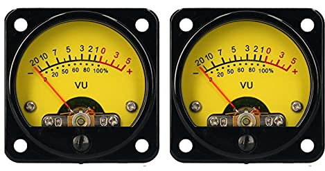 Dioche Vu MeterVU Meter 2 Stück Leistungsverstärker Hochpräzises VU-Meter mit Warmgelber Hintergrundbeleuchtung Schallpegelmesser und Treiberplatine für Audiogeräte