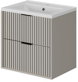 Vicco Waschtischunterschrank Ruford, Cashmere, 60 x 57 cm | besteht aus Badunterschrank und Waschbecken