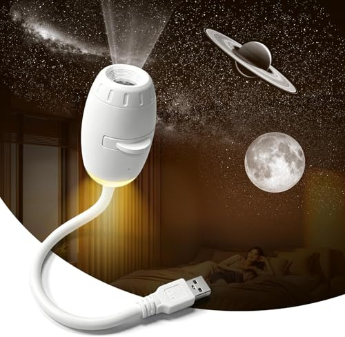 Proiettore di cielo stellato 2 in 1 Eroshoo, proiettore galattico a LED regolabile a 360°, luce notturna stellata, USB per, feste e camera da letto, luce notturna decorativa per adulti (3 diapositive)