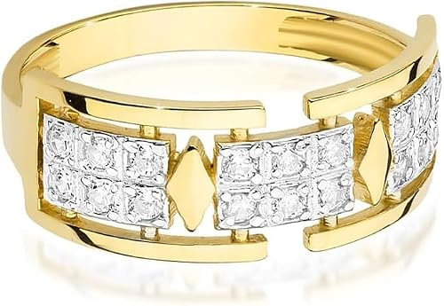 GREMARI Verlobungsring Damen mit Zirkonia Stein 333 Echtgold 8 Karat Bicolor Zweifarbiger Goldring für Antrag Klassischer Verlobungsring Damen Schmuck Box Geschenk für Frauen