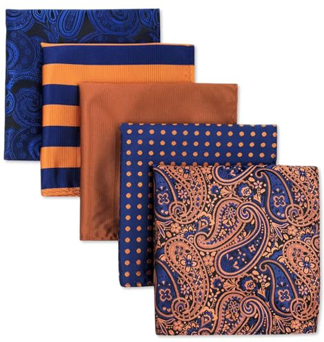 Shlax&Wing 5 Stück sortierte Taschentücher für Herren quadratisch Gr. Einheitsgröße Set14